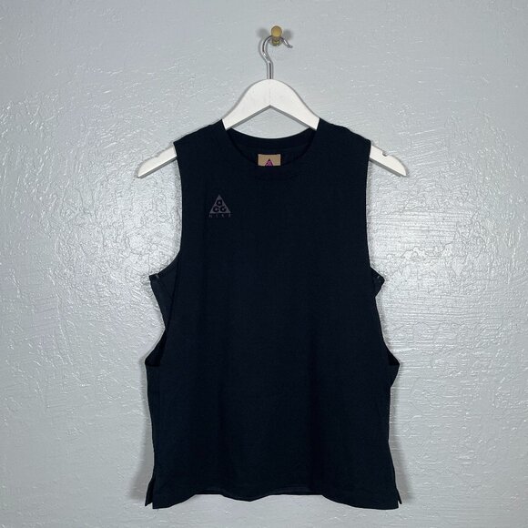 Nike ACG Women M Black NRG Layered Training Tank Top Shirt Athleisure Granola - Picture 1 of 9